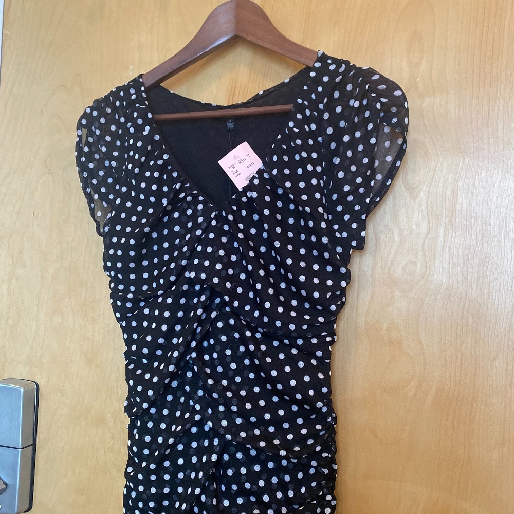 Polka dot sheer sleeve top